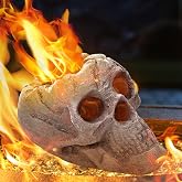 Wiwiqing 1 Pack Fire Pit Skulls 8.7 Inch for Halloween Decor, Gray | Imitated Human Ceramic Firepit Heads Fireproof Skulls Bonfire for Gas, Propane and Wood Fire Pits, Halloween Displays