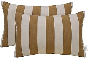 RSH DECOR: Sunbrella Lumbar Throw Pillows Set of 2 | 20" x 12" | Water and Fade-Resistant Performance Fabric | Outdoor Pillow Covers with Down-Alternative Inserts | Maxim Heather Beige