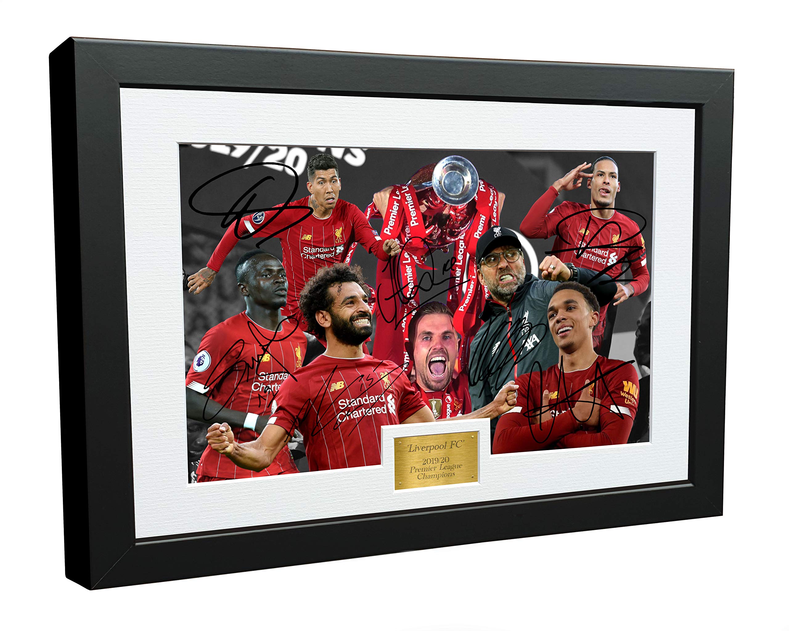 2019 2020 Liverpool Premier League Champions 12x8 A4 Signed Henderson Klopp Salah Mane Firmino Van Dijk Arnold Autographed Photo Photograph Picture Frame Soccer Gift