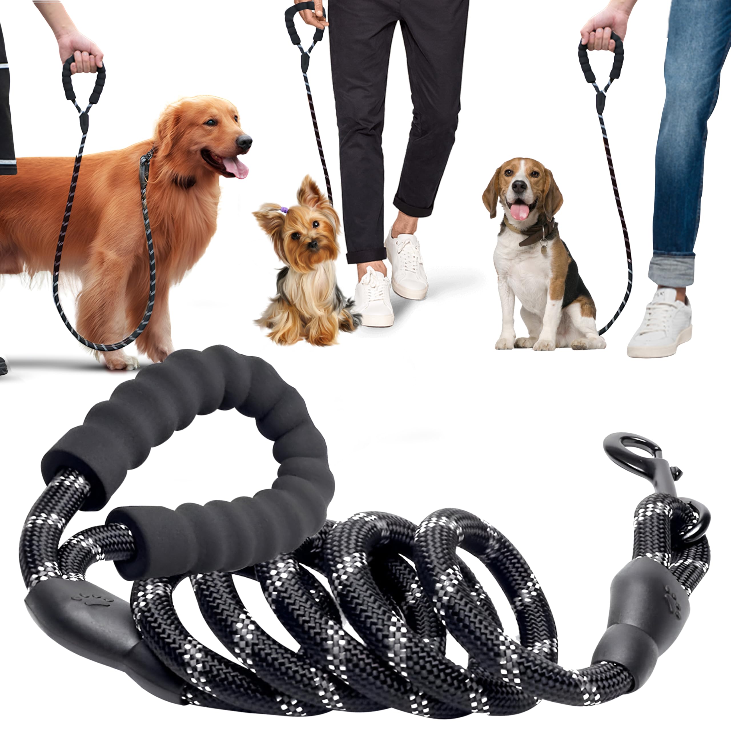 Buddywoof Dog Lead 3 m, Lead for Large and Medium Dogs, Training Lead with Comfortable Handle, Robust and Durable Nylon Recall Lead with Reflective for Worry-Free Night Hiking