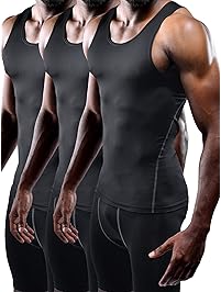 Neleus Men's 3 Pack Athletic Compression Under Base Layer Sport Tank Top