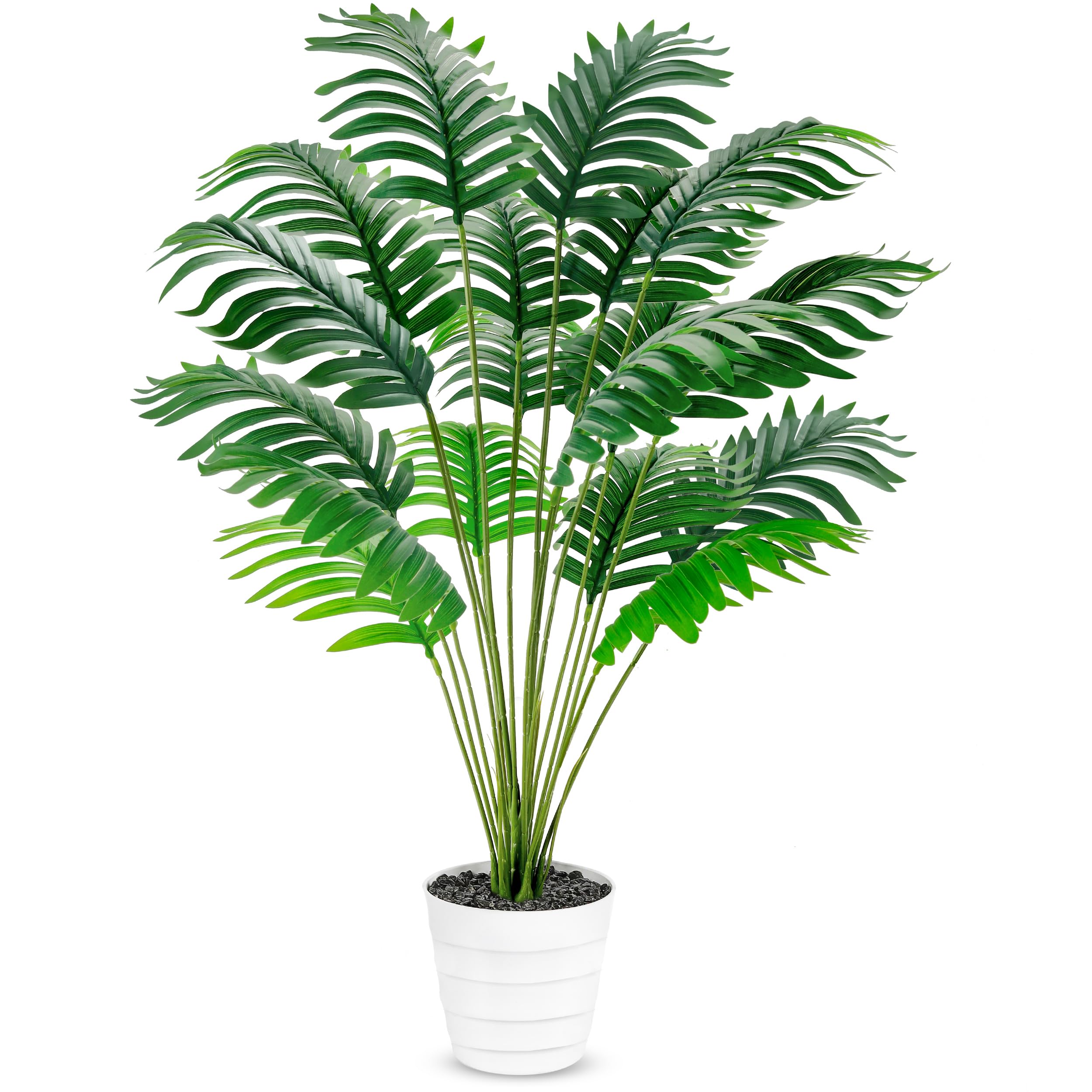 Photo 1 of Der Rose 28" Fake Palm Tree Tall Artificial Plants Areca Faux Trees Indoor in White Pot for Home Office Living Room Floor Porch Balcony Decor