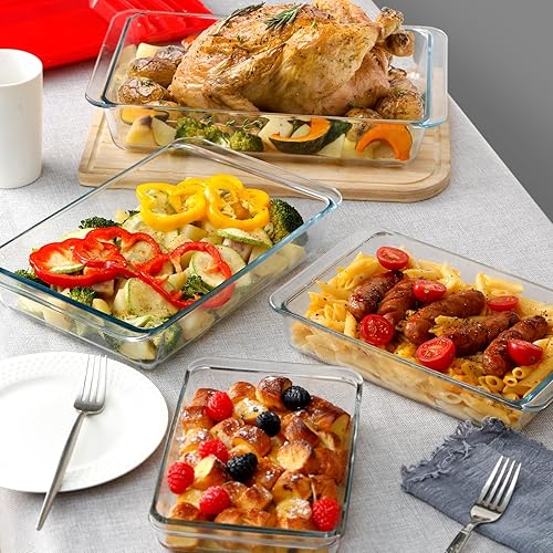 NUTRIUPS Pieces Glass Baking Dish Set with Plastic Lids