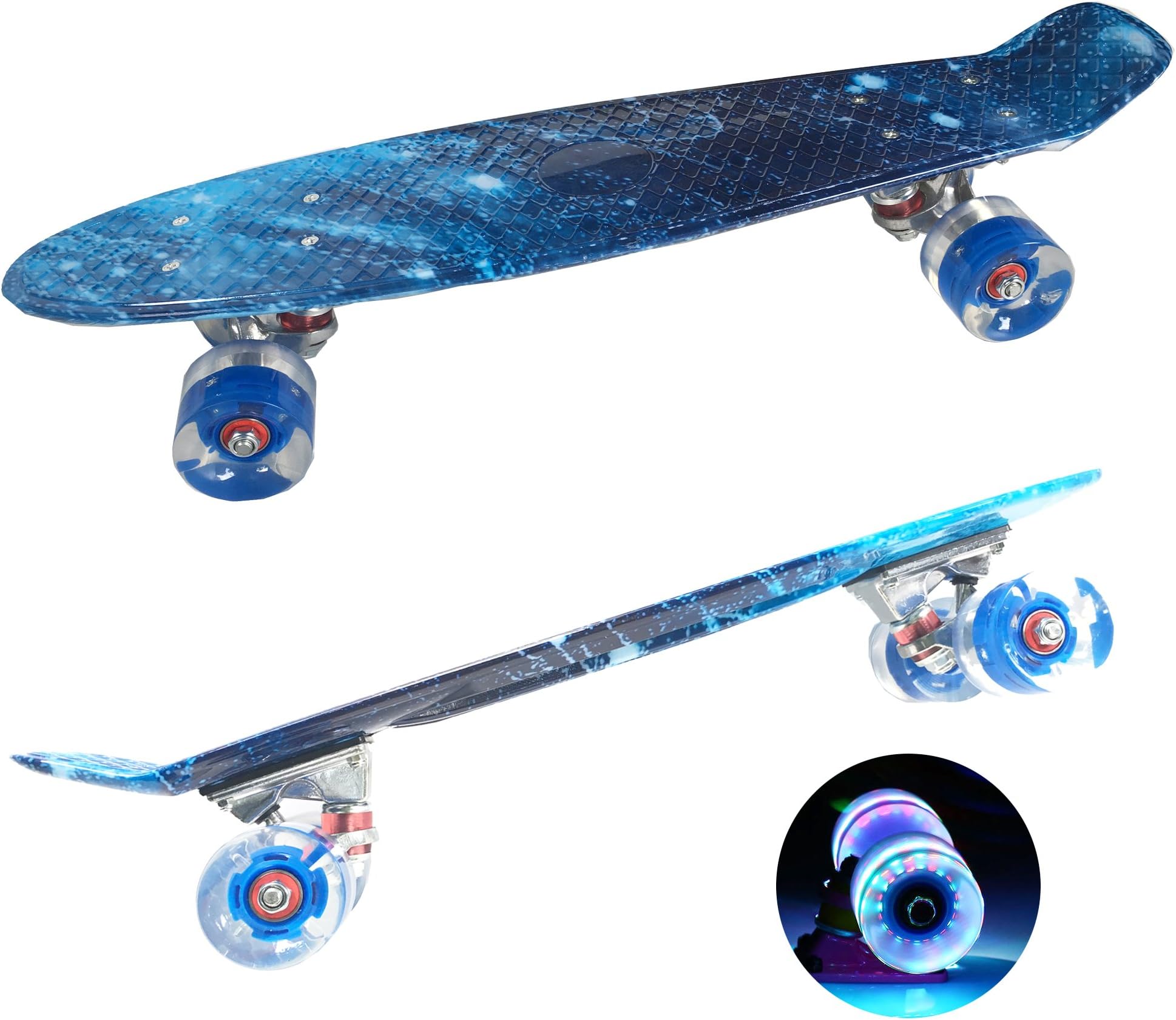 DreamFire Light UP Penny Board Complete Plastic Skateboard Glow in The Dark for Boys Girls Kids Youths Beginners 22 Inch