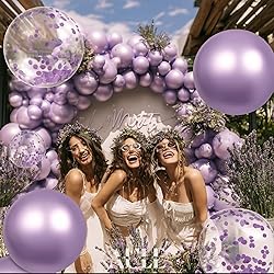 AULE Party Balloons Pack of 42 - Metallic Lavender