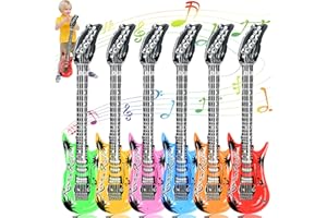 BLVOCHNNT 6Pcs Inflatable Guitar,37 Inch Blow Up Guitars,Inflatable Rock Star Electric Guitars for 80s 90s Themed Carnival Birthday Decorations,Fake Assorted Colors Party Prop