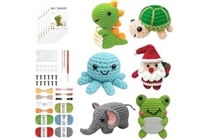 VICTORIA ANNA 6Pcs Crochet Kit for Beginners, 2026 DIY Craft for Adults and Kids, Great Gift for Crochet Lovers, Crocheting Animal Kits with Step by Step Videos,Yarn,Crochet Hook,Birthday Holiday Gift (Green)
