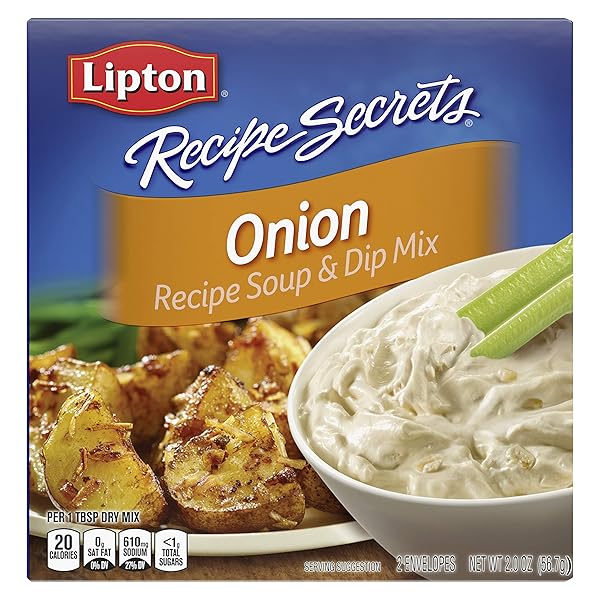 LIPTON RECIPE SECRETS SOUP AND DIP MIX FOR A DELICIOUS MEAL ONION GREAT WITH YOUR FAVORITE RECIPES, DIP OR SOUP MIX, 2 ENVELOPES, 2 OUNCE (PACK OF 1)