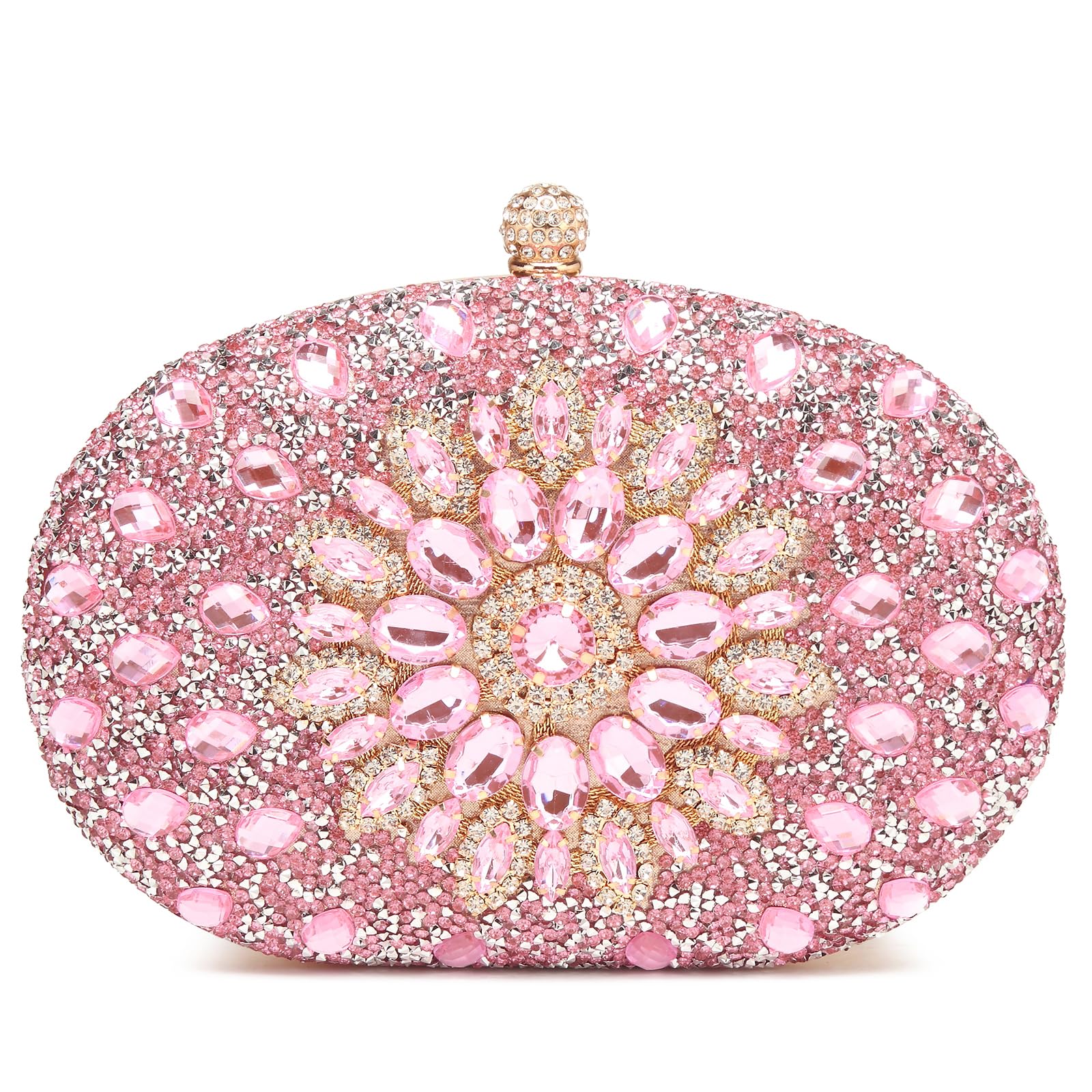 Photo 1 of *MINOR DAMAGE - USED*
Beaguful Women's Evening Bags Sparkly Rhinestone Clutch Purses Luxury Handbags Oval Pink
