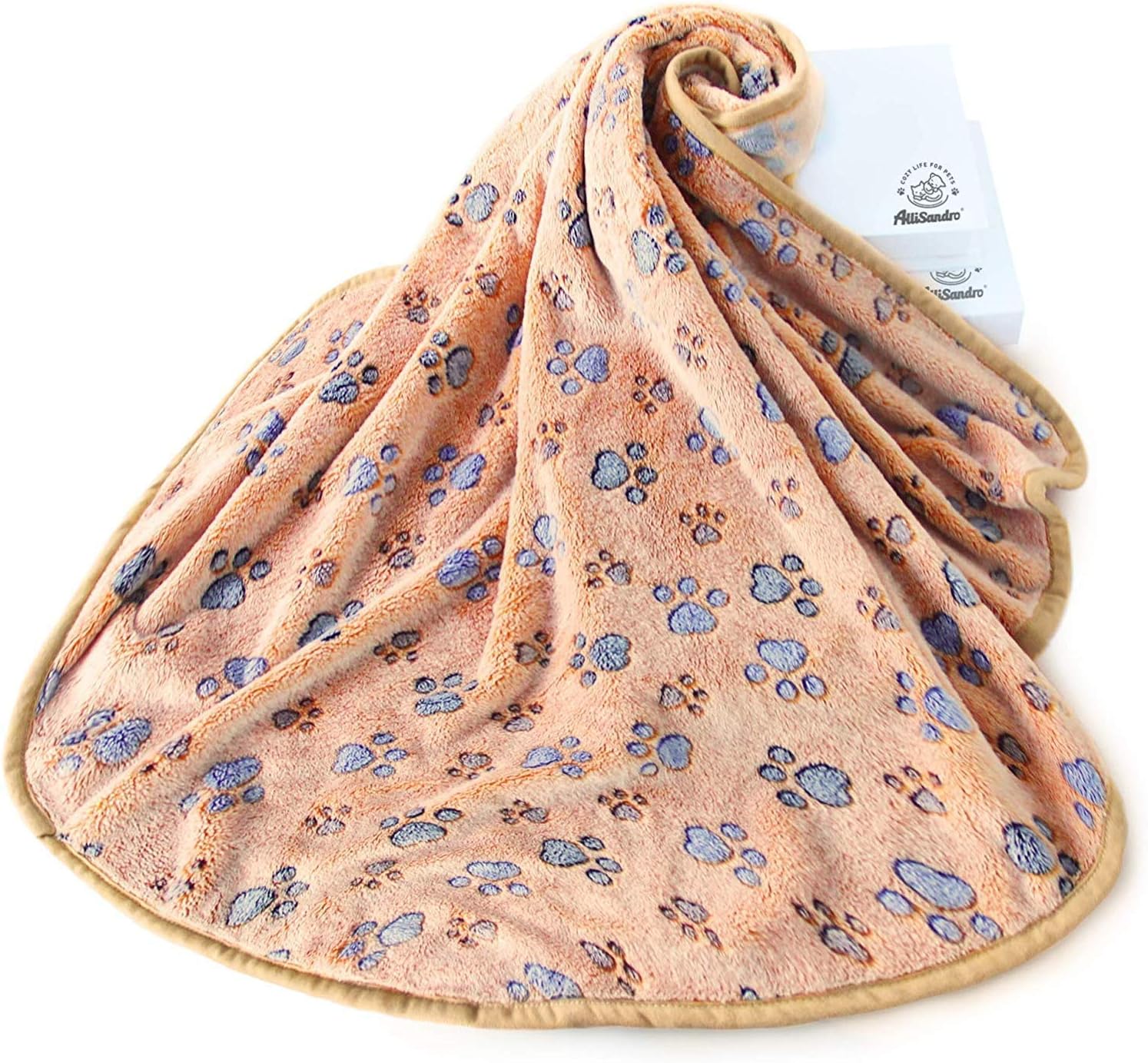Allisandro Extra Softness and Fluffy 350 GSM Lightweight Microplush Fleece Throw Blanket for Small, Medium and Large Dogs, Puppies, Cats and Kittens, Brown, 40 x 32 Inches : Pet Supplies