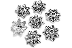 HEATHER'S CF Silver Tone Bead Caps Findings for Jewelry Making Supplies Chrysanthemum Beads Cap 14mm Bead Cap