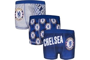 Chelsea FC Official Soccer Gift 3 Pack Boys Crest Boxer Shorts