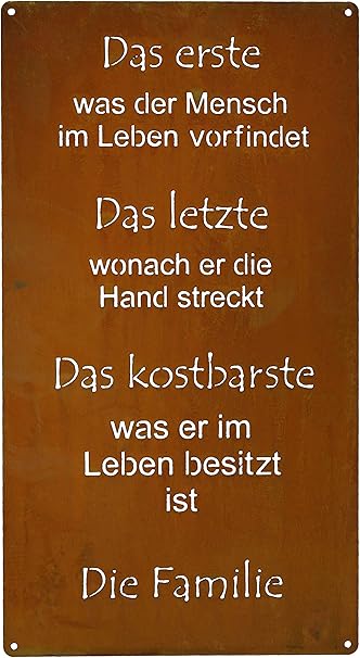 Rostikal Rost Deko Spruchtafel Familie Edelrost Metall Gartenschild Tafel Schild Zum Hangen 30 X 15 Cm Amazon De Kuche Haushalt