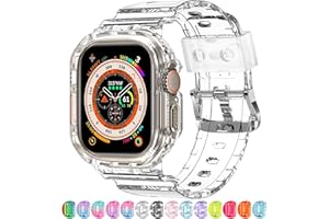 XYF Compatible for Crystal Clear Apple Watch Bands, 45mm 44mm 46mm 42mm 41mm 40mm 38mm 49mm Bumper Case for Men Women Jelly Sport Case Band for iWatch Ultra 2/1 Series 10 9 8 7 SE 6 5 4 3 2 1