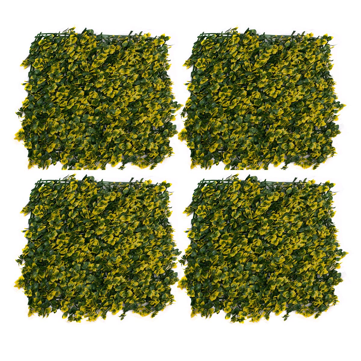 GreenBrokers Yellow Artificial Green Wall Hedge Leaf Foliage (Pack of 4) -UV Stable Vertical Garden, A1265