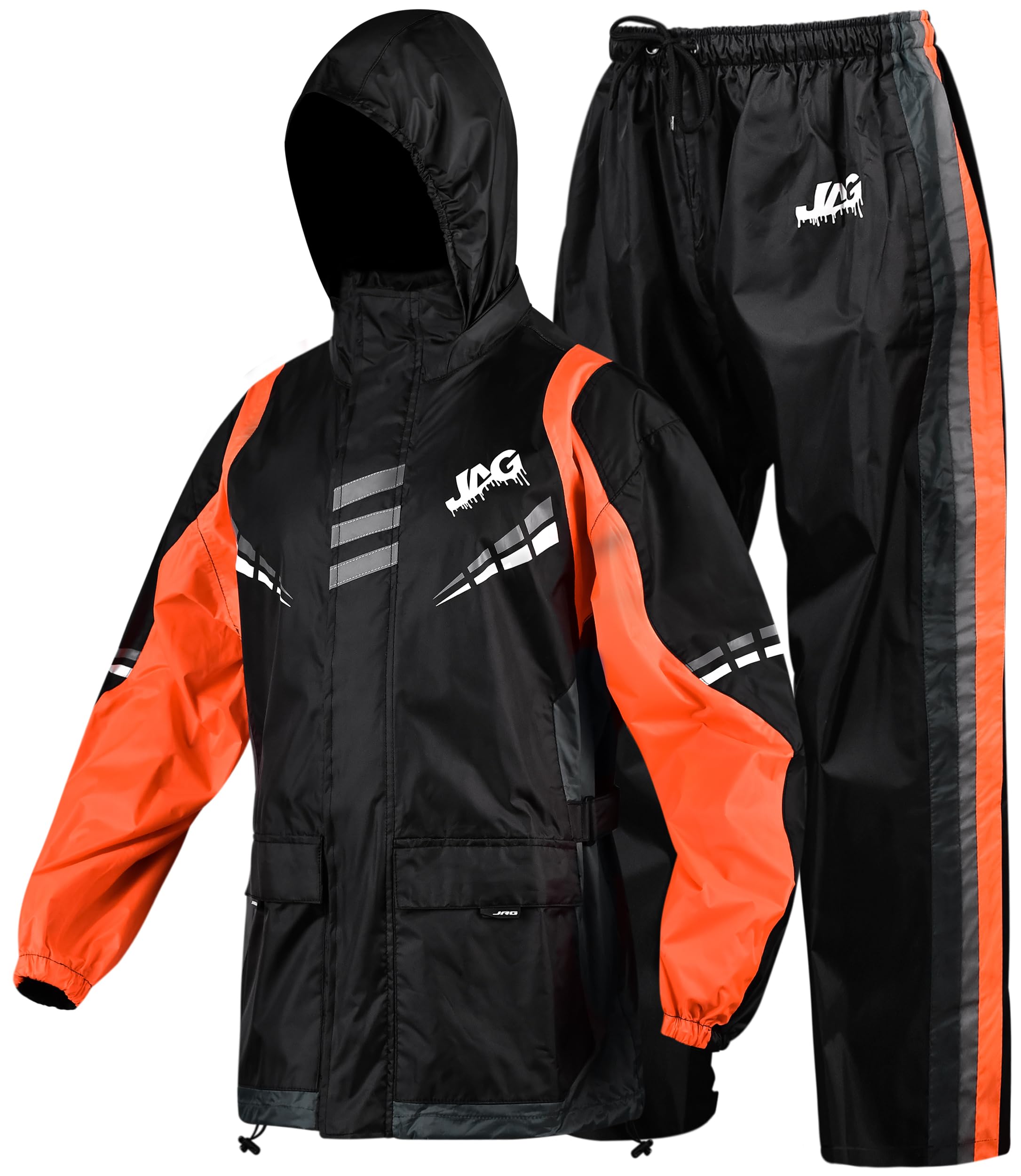 Photo 1 of J.A.G. Waterproof Rain Suit for Men and Women - Rain Jacket Coat Pants Golf & Motorcycle Rain Gear Workwear for Men. (Large, Orange)