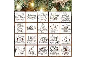 ZOSYLLEY Christmas Stencils for Crafts Reusable 6” Christmas Stencil Xmas Holiday Stencils for Painting on Wood Fabrics Decor