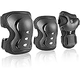 JBM Knee Pad Elbow Pads and Wrist Guards Protective Gear Set for Skateboarding Cycling Roller Skating Inline Skating Scooter Riding BMX Biking Sports