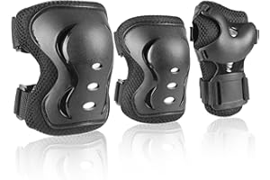 JBM Knee Pad Elbow Pads and Wrist Guards Protective Gear Set for Skateboarding Cycling Roller Skating Inline Skating Scooter Riding BMX Biking Sports