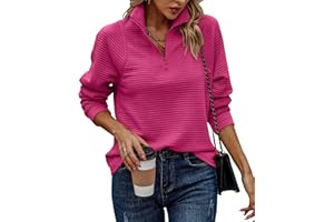 BTFBM Womens 2024 Fall Fashion Quarter Zip Sweatshirts Half Zip Casual Long Sleeve Solid Color V Neck Pullover Tops