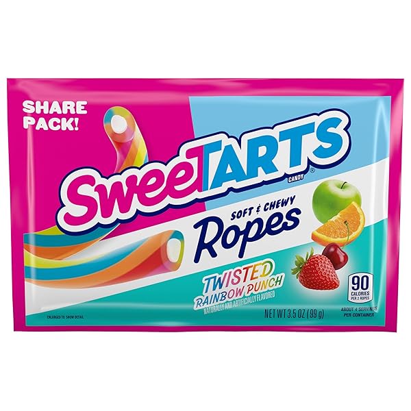SWEETARTS TWISTED RAINBOW ROPES SHARE PACK, 3.5 OUNCE, PACK OF 12 (PACKAGING MAY VARY)