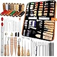 BAGERLA Leather Working Tools, Leather Sewing Kit with Waxed Thread Needle Awl Groover Tracing Wheel Prong Punch Storage Bag Leathercraft Tools Kit Great for Stitching and DIY Crafting