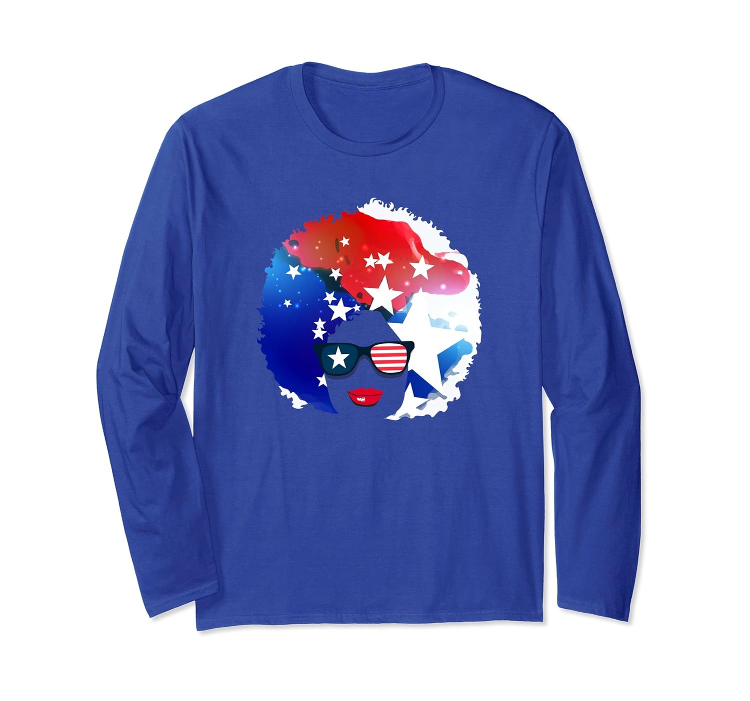 Natural Girl Long Sleeve American 4th of July T Shirt-anz