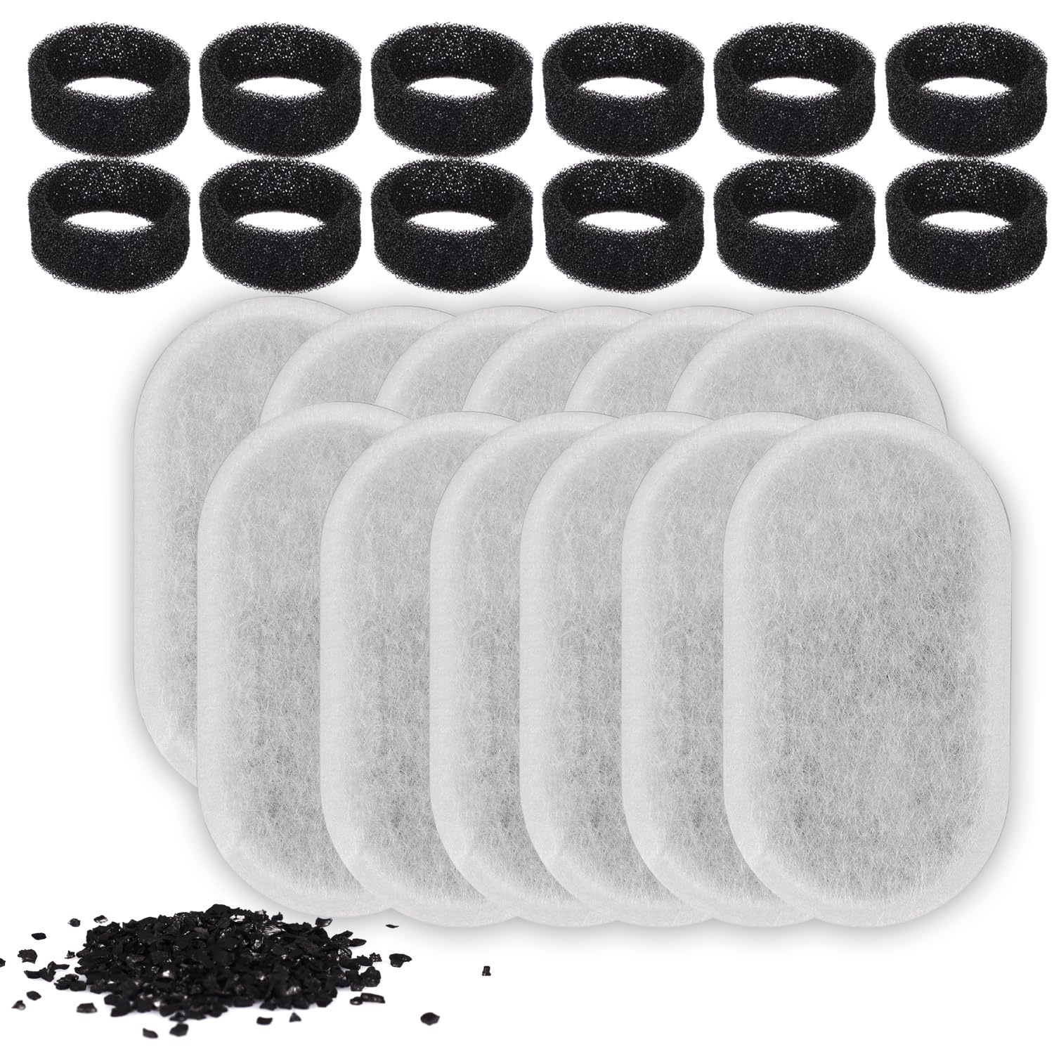 LUTER 24pcs Pet Water Fountain Filters for 108/3.2L& 67oz/2L, Cat Filter with Filtration Replacement Pre-Filter Sponges Dog Suitable Stainless Steel (A14266)