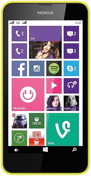 Nokia Lumia 630 Dual-SIM Smartphone (4,5 Zoll (11,4 cm) Touch-Display, 8 GB Speicher, Windows 8) gelb