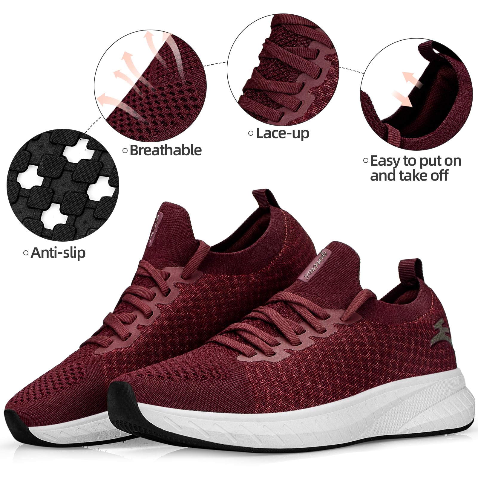 Puweco Damen Sportschuhe Laufschuhe Turnschuhe Sneaker Freizeit Straßenlaufschuhe Leichtgewichts Atmungsaktiv Fashion Walkingschuhe Outdoor Fitness Jogging 4