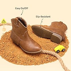 DREAM PAIRS Girls Cowgirl Cowboy Ankle Western