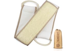 Almooni Natural Egyptian Loofah Back Scrubbers for Use in Shower, Exfoliating Natural Loofah Back Scrubber for Shower for Men and Women to Clean Your Back Deeply - 1 Count (1 Pack)