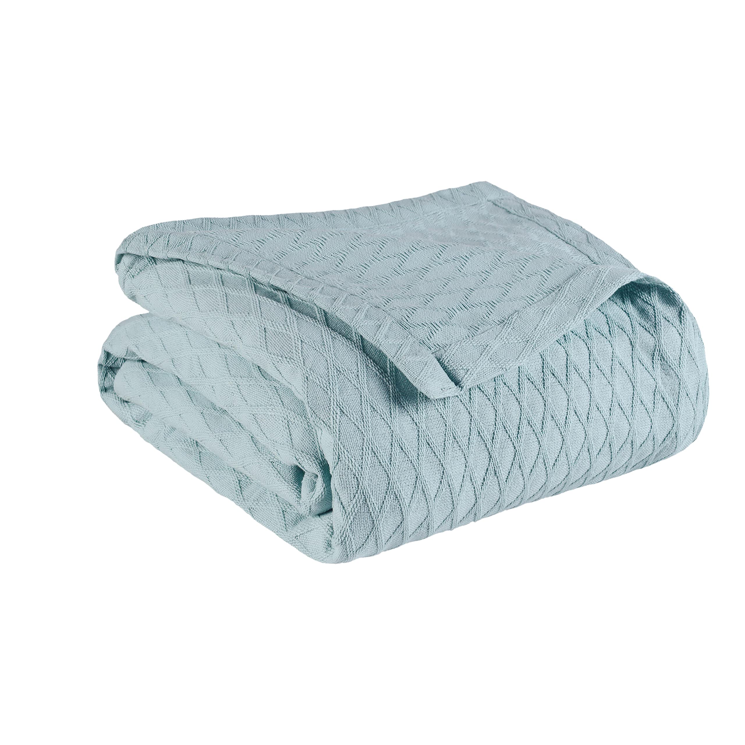 Superior Diamond Weave, 100% Cotton Cover for Home Blanket, Twin, Aqua