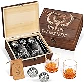 Oaksea Gifts for Men Dad Christmas, Golf Ball Shaped Stainless Steel Whiskey Stones Gifts Set, Reuasable Ice Cube for Drinking, Anniversary Birthday Gifts for Him, Mancave Cool Stuff Bourbon Presents