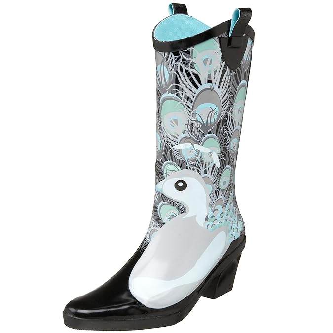däv Women's Cowboy Rain Boot, Peacock White, 37 M EU/7 M