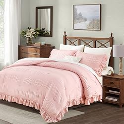 ALEISSEL Blush Pink Seersucker Comforter Twin Size