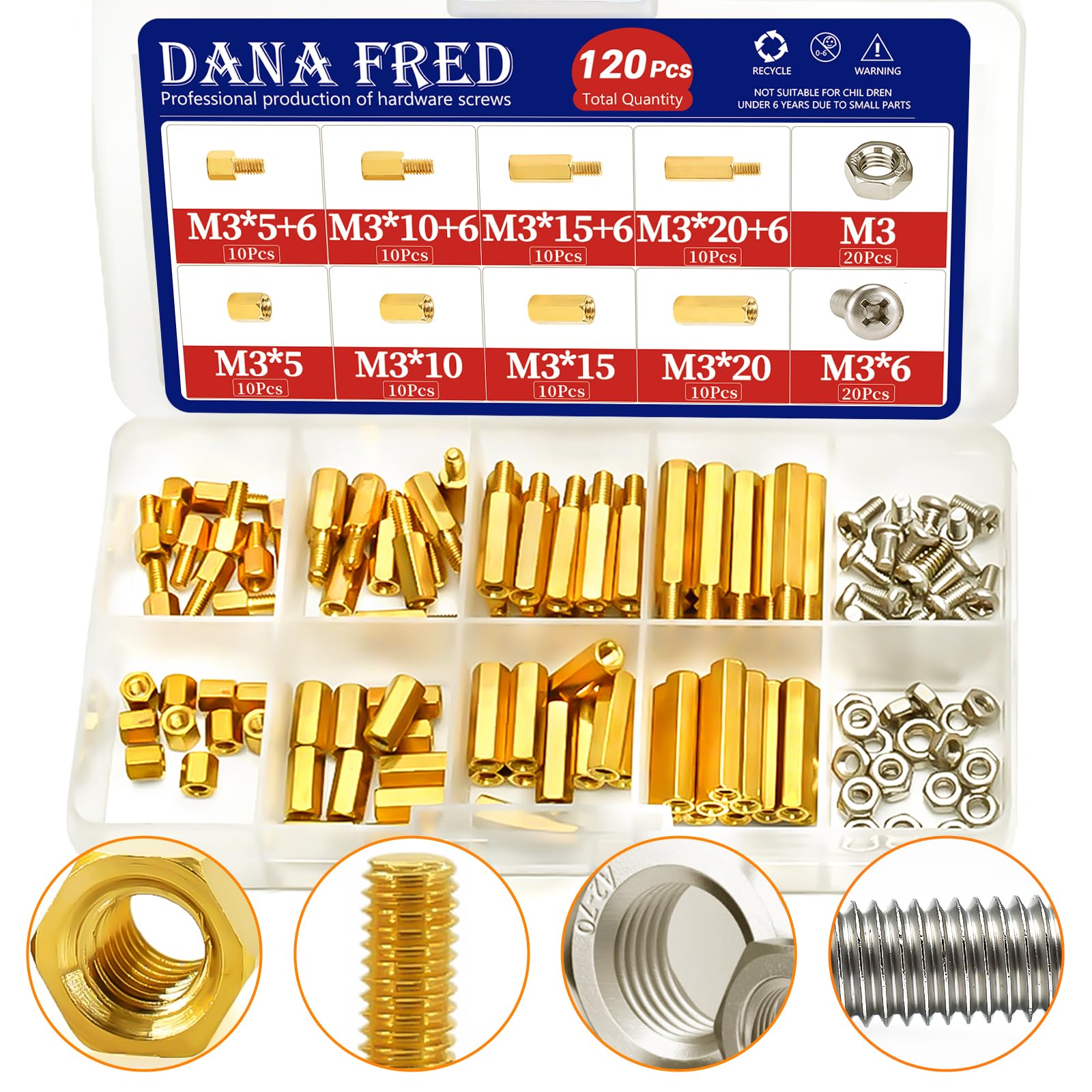 M3 Hex Male Female Brass Spacers Standoffs Screws