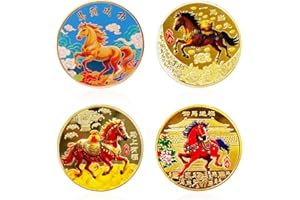YYBD 4Pcs 1.57in Chinese Feng Shui Horse Coins Feng Shui Horse Coins Decoration Traditional 2026 Spring Festival Lucky Charms