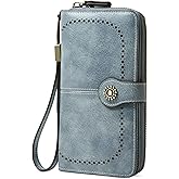 TFKGS Wallet for Women RFID Blocking Leather Large Capacity Card Holder Ladies Phone Clutch Travel Long Purse Wristlet | RFID Blocking, Leather, Large Capacity, Ladies, Travel