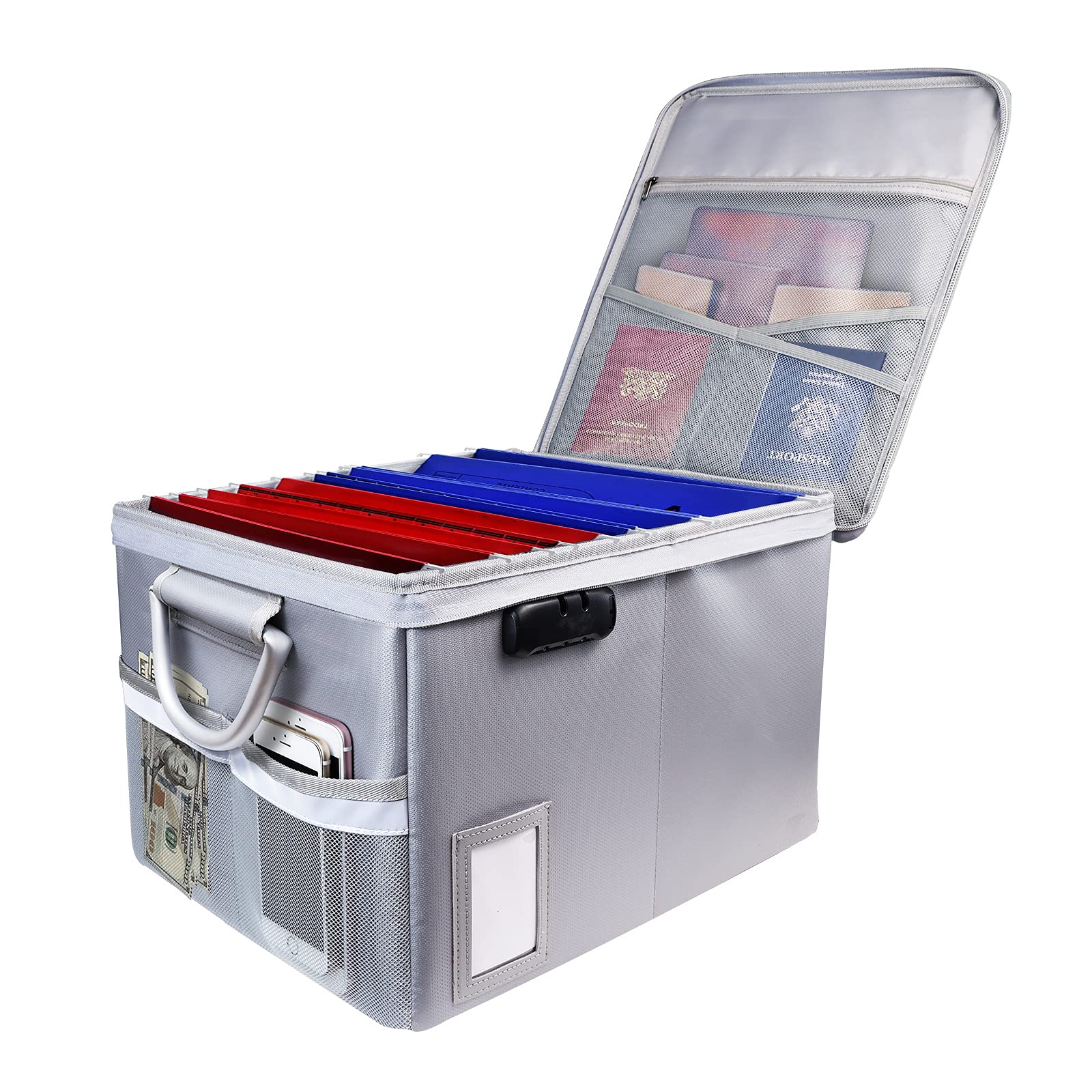 Photo 1 of TOMKID Fireproof File Cabinet with Lock, Fireproof Document Organizer Collapsible File Box Filing Cabinet with Handle for Letter Legal Folder Certifications