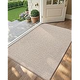 Color&Geometry Ultra-Thin Indoor Door Mat, 48"x72" Low-Profile Non-Slip Entryway Rug with Modern Geometric Texture, Washable Doormat for Indoor Entrance, Front Door, Khaki (Rolled-up NO Creases)