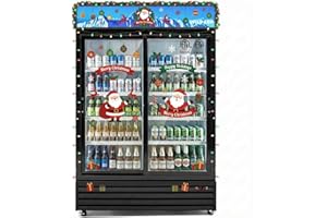 Wilprep Commercial Refrigerator, 37 cu. ft. Upright Beverage Display Refrigerator with LED Lighting, 52.4" Sliding Glass Door Merchandiser Fridge, ETL, ETL sanitation Listed