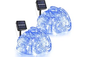 XmasBokeh 2 Pack Solar Rope Lights Outdoor Waterproof, Total 66FT 270 LED Rope Lights for Outside with 8 Modes, Solar Christmas Light for House Yard Garden Pool Tree Party Weeding Decorations, Blue