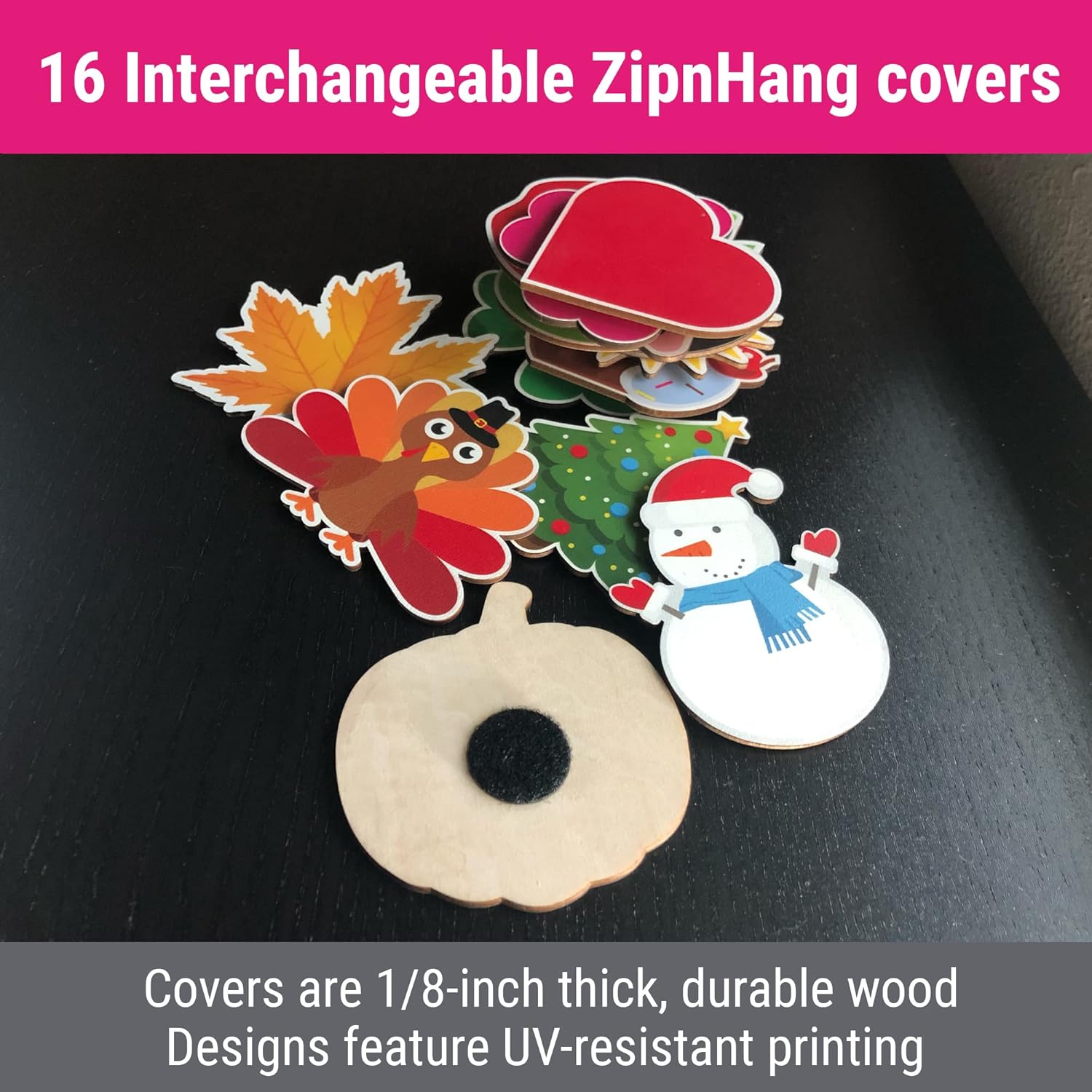 Wreath Hangers - ZipnHang Any Season Kit - 16 Adorable Seasonal Covers for The Zipnhang Device