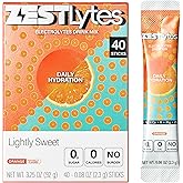 ZestLytes Sugar Free & 0 Calorie Electrolyte Hydration Packets, 40 Sticks Lightly Sweet & Salty Orange Electrolyte Powder Drink Mix, Daily Liquid Hydration IV Flavors | 5 Vitamins | 5 Electrolytes