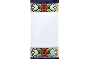 ART ESCUDELLERS House letters 3 inch. Handpainted house letter tiles for signs, addresses and names. Address numbers for houses. House address numbers and letters. Design FLORES MINI 2,87" x 1,38" (BLANK SPACE)