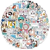 50 Pcs Nurse Stickers Nurse's Day Decals Cute Nursing Sticker Nurse Accessories Medical Decal for Work Nurse Week Gifts Laptops Water Bottles Planner Scrapbook Luggage