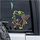 MYMKO Frog Fairy Decal, Fantasy Colorful Car Window Decals, 6 Inches UV DTF Tranfer Car Stickers, Weatherproof Car Truck Window Bumper Sticker, Witchy Bookish Car Stickers and Decals for Boys Girls