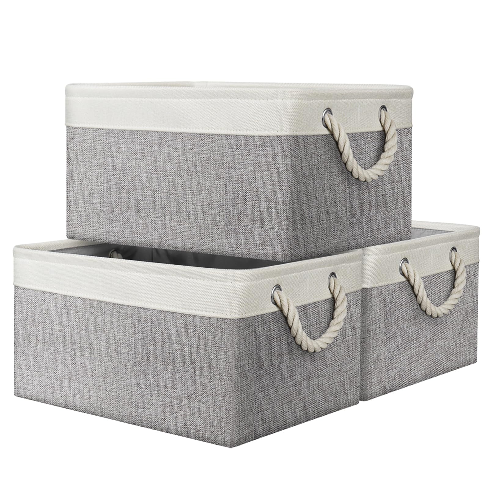 Large Storage Box, 3 Pack Fabric Storage Basket with Handles, Waterproof Foldable Storage Baskets Home Organizer for Toys, Clothes, Office Supplies and Other Sundries