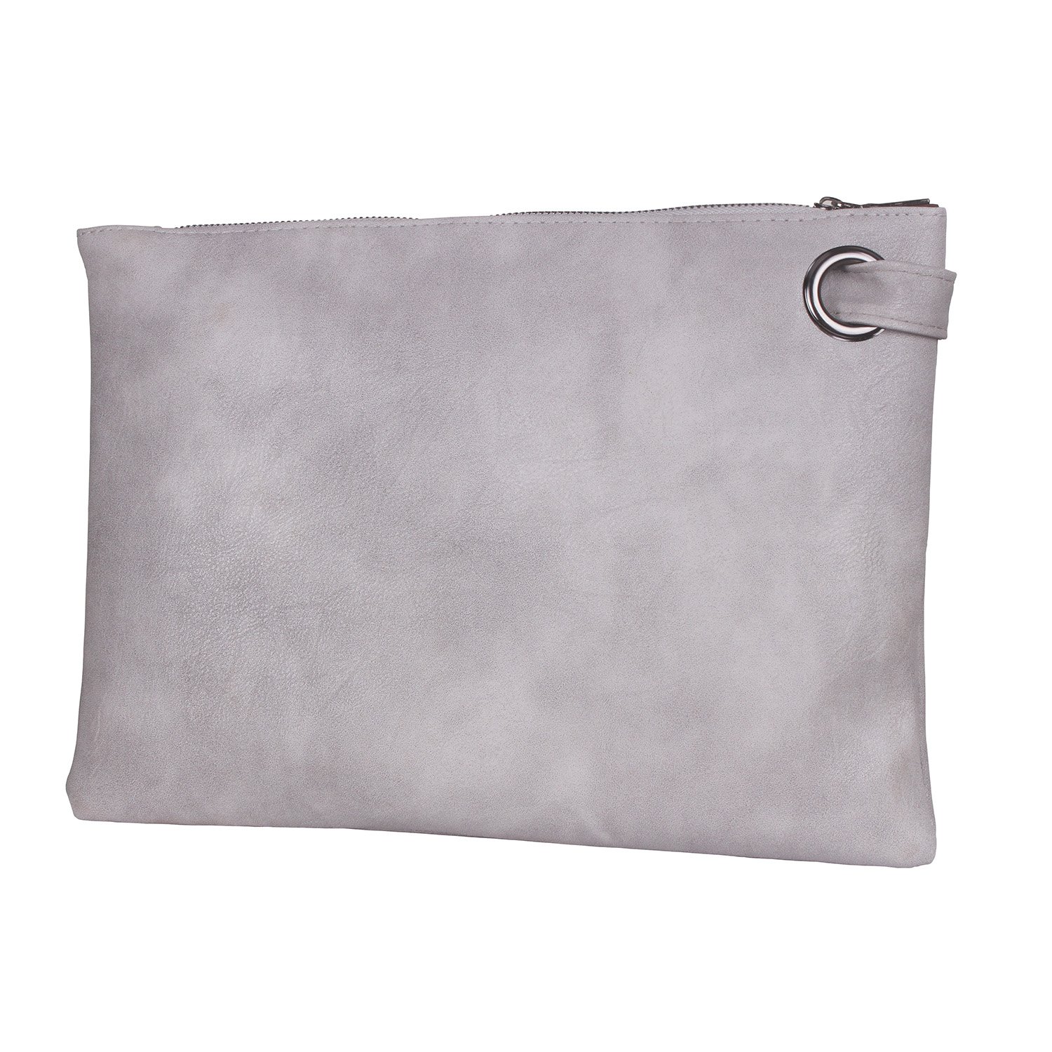 ZOONAI Oversized Clutch Bag Purse, Womens Large leather Evening Wristlet Handbag (Gray)(Size: One Size)